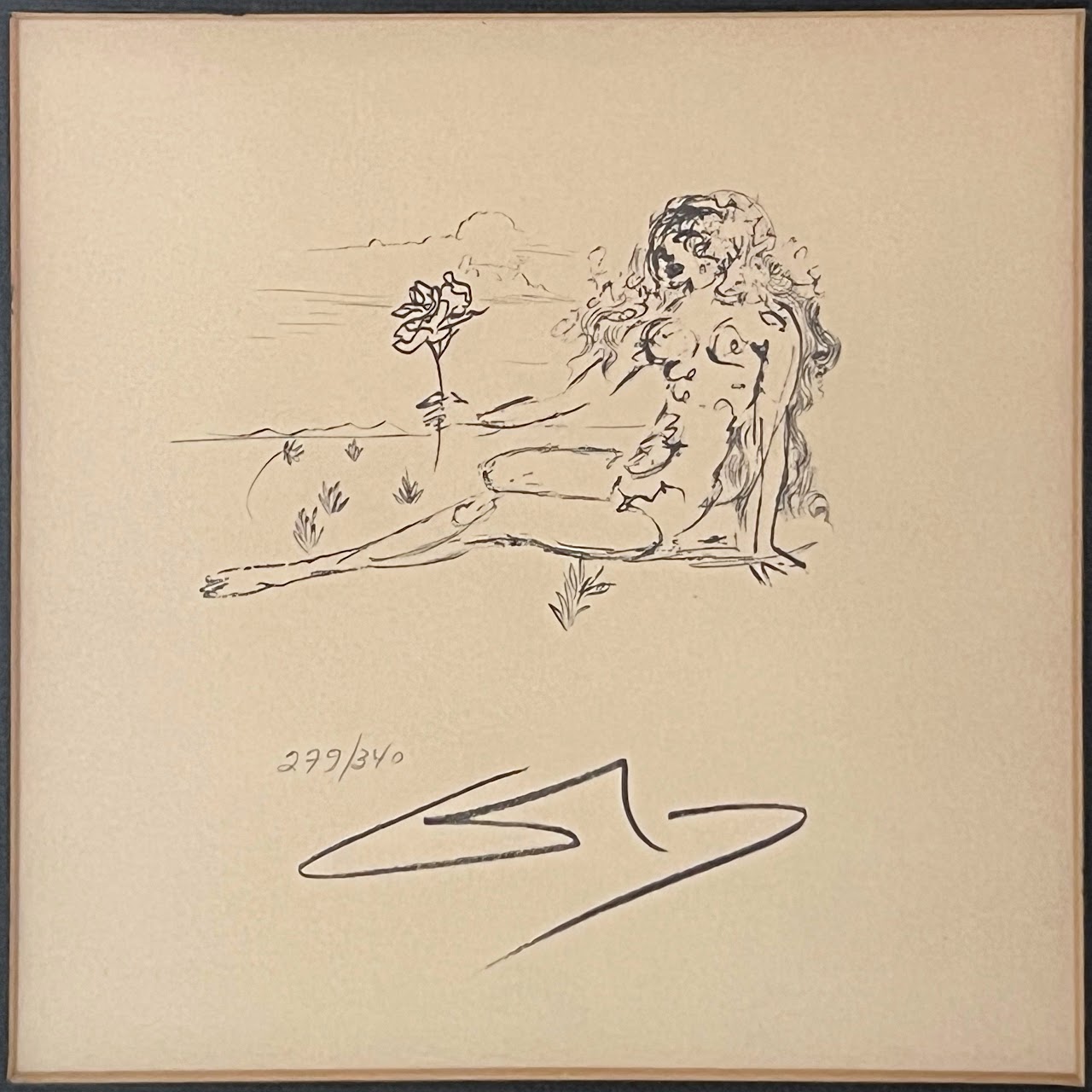 After Salvador Dalí Nude with Flower Lithograph