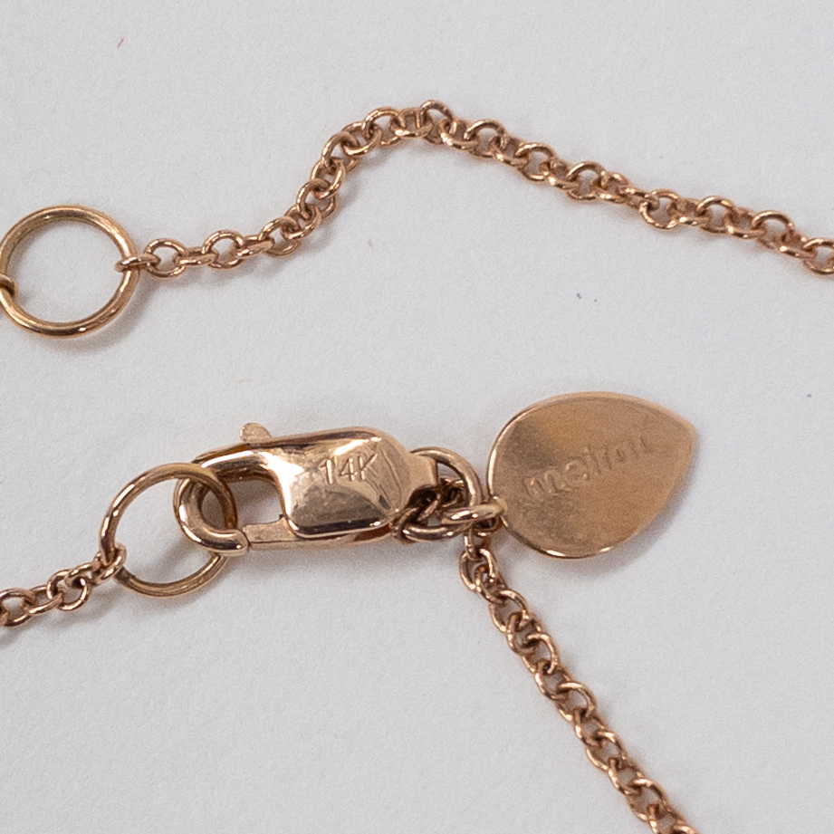 14K Rose Gold Meira T Necklace with Faceted Oval Pendant