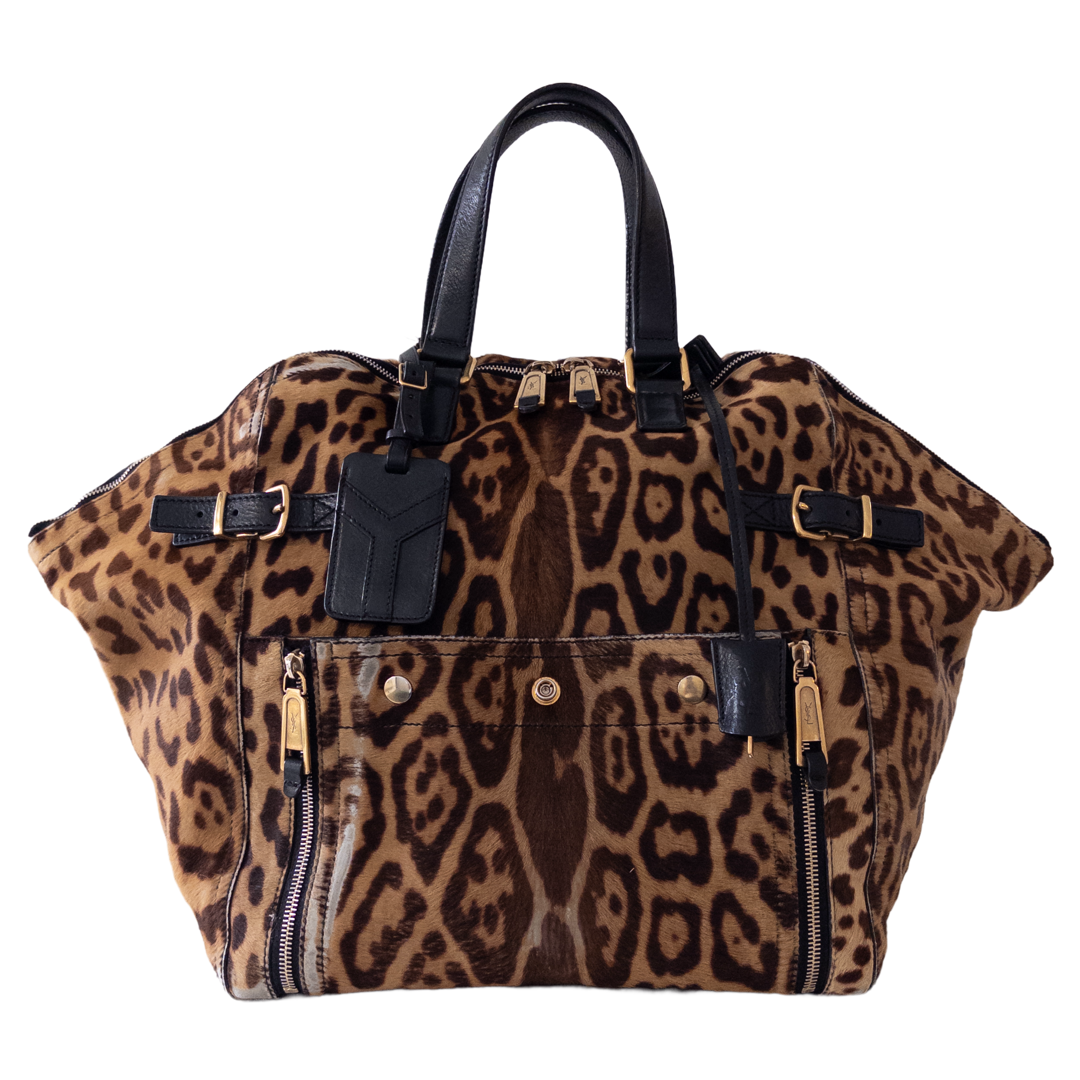 Yves Saint Laurent Downtown Tote Bag in Leopard Print Pony Hair