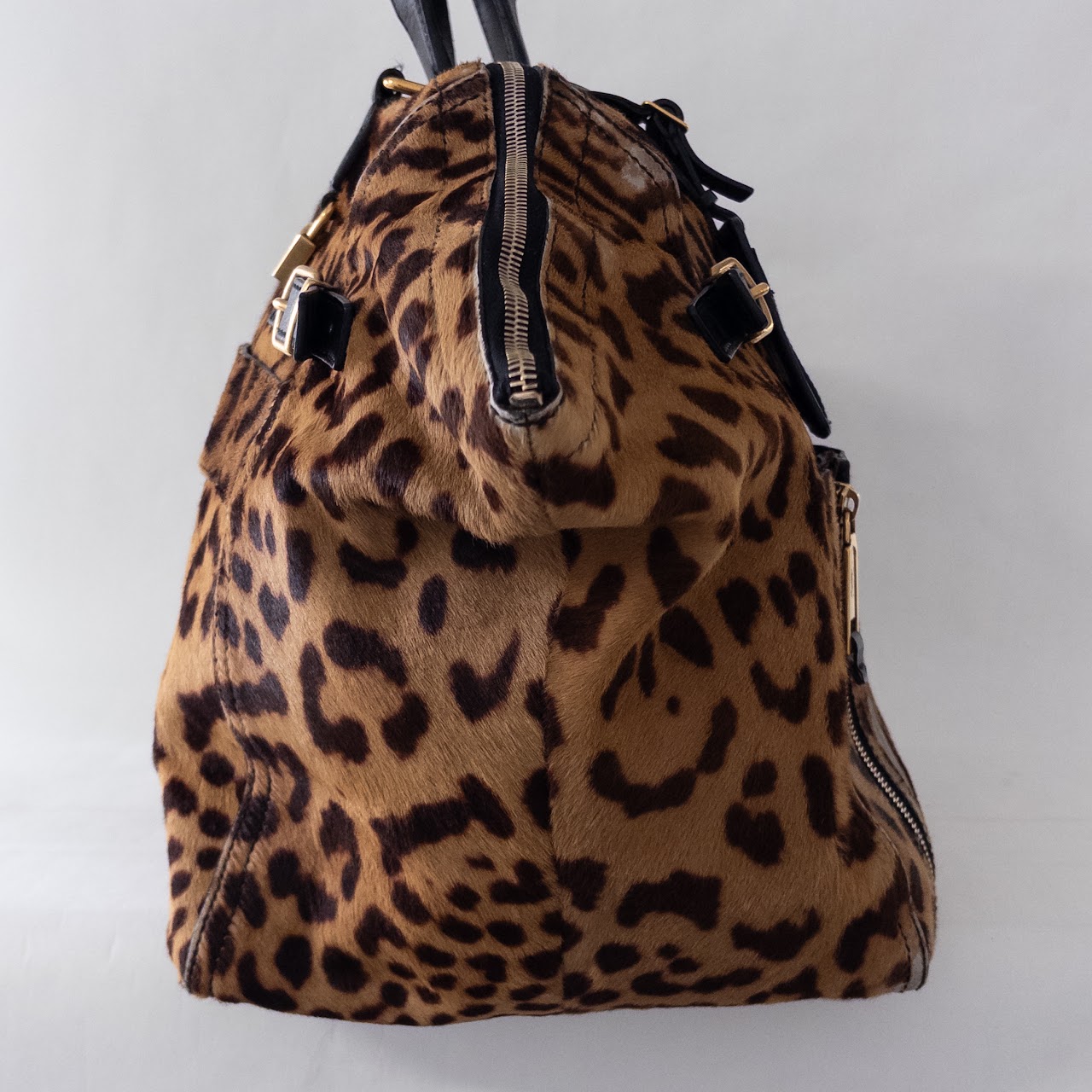 Yves Saint Laurent Downtown Tote Bag in Leopard Print Pony Hair