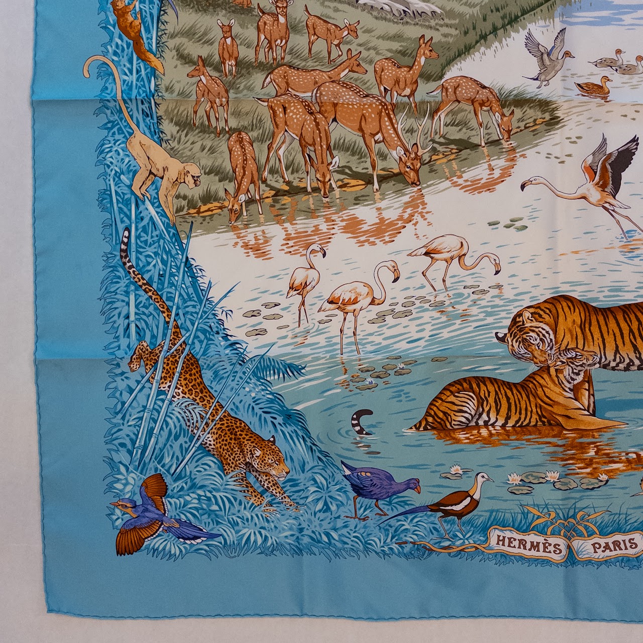 Hermès La Treve de L'Eau Jungle Carre 90 Silk Scarf