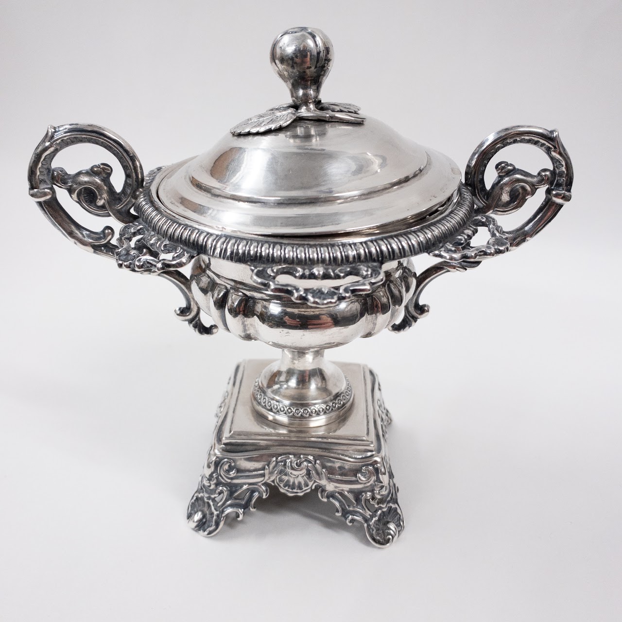 800 Silver Antique Condiment Bowl on Pedestal Base