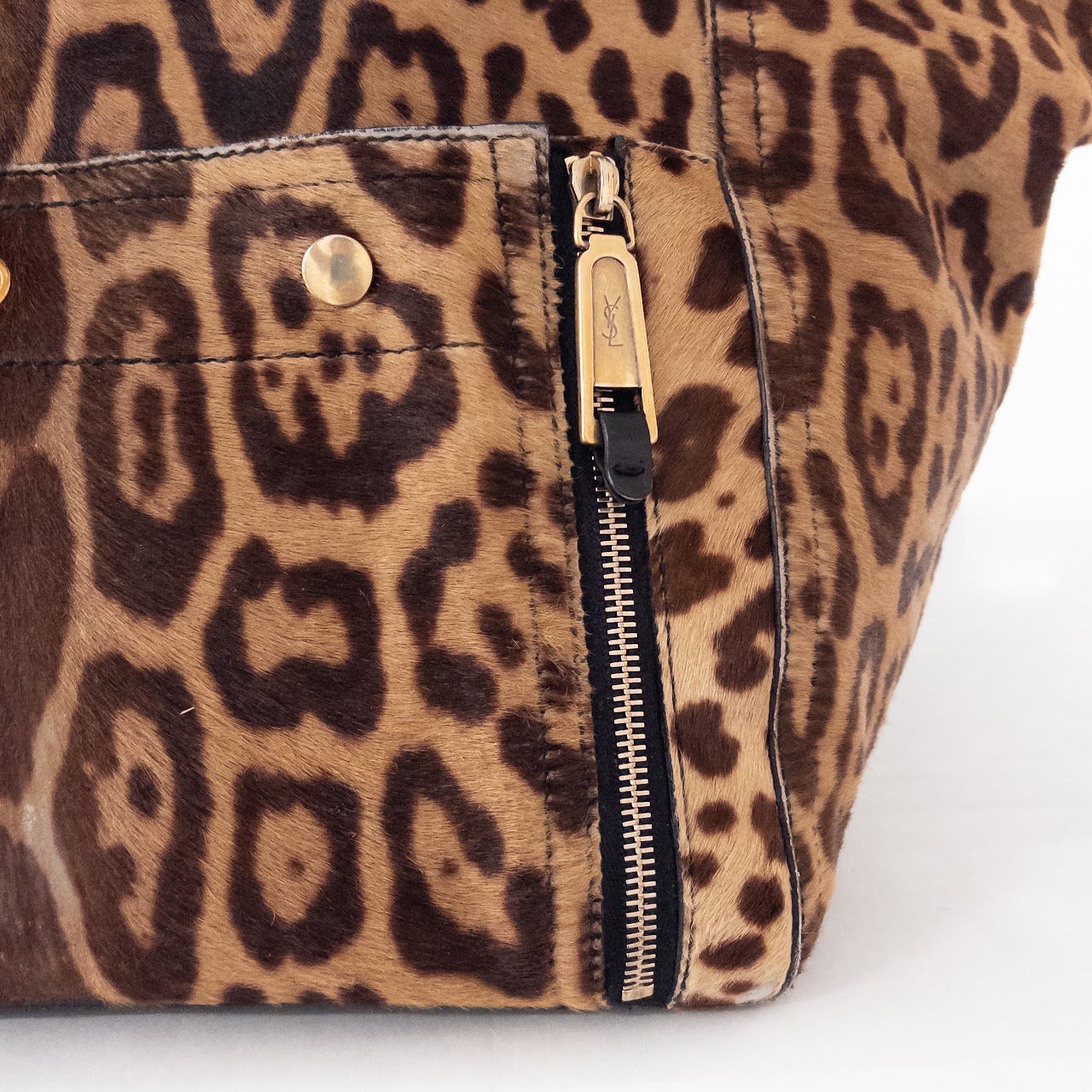 Yves Saint Laurent Downtown Tote Bag in Leopard Print Pony Hair