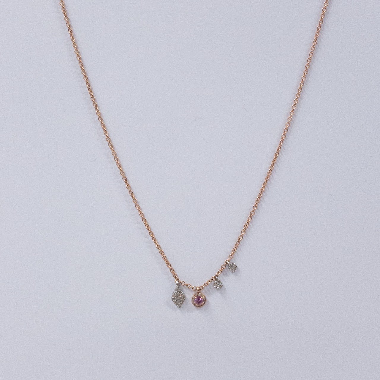 14K Rose Gold Meira T Necklace with Four Graduated Dangles