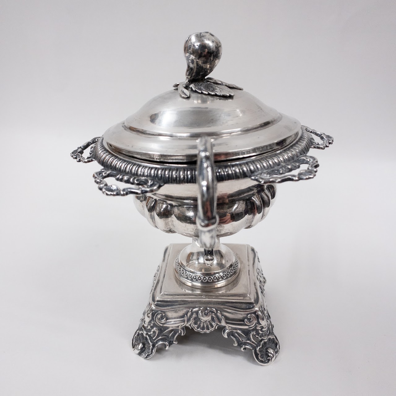 800 Silver Antique Condiment Bowl on Pedestal Base