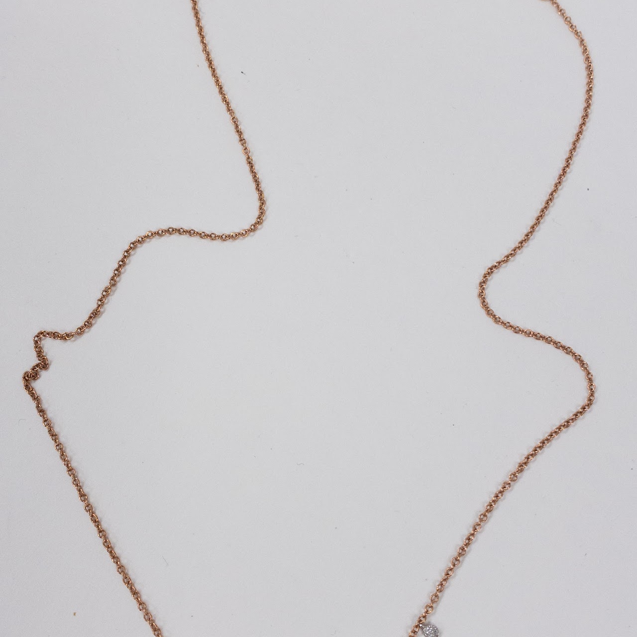 14K Rose Gold Meira T Necklace with Faceted Oval Pendant