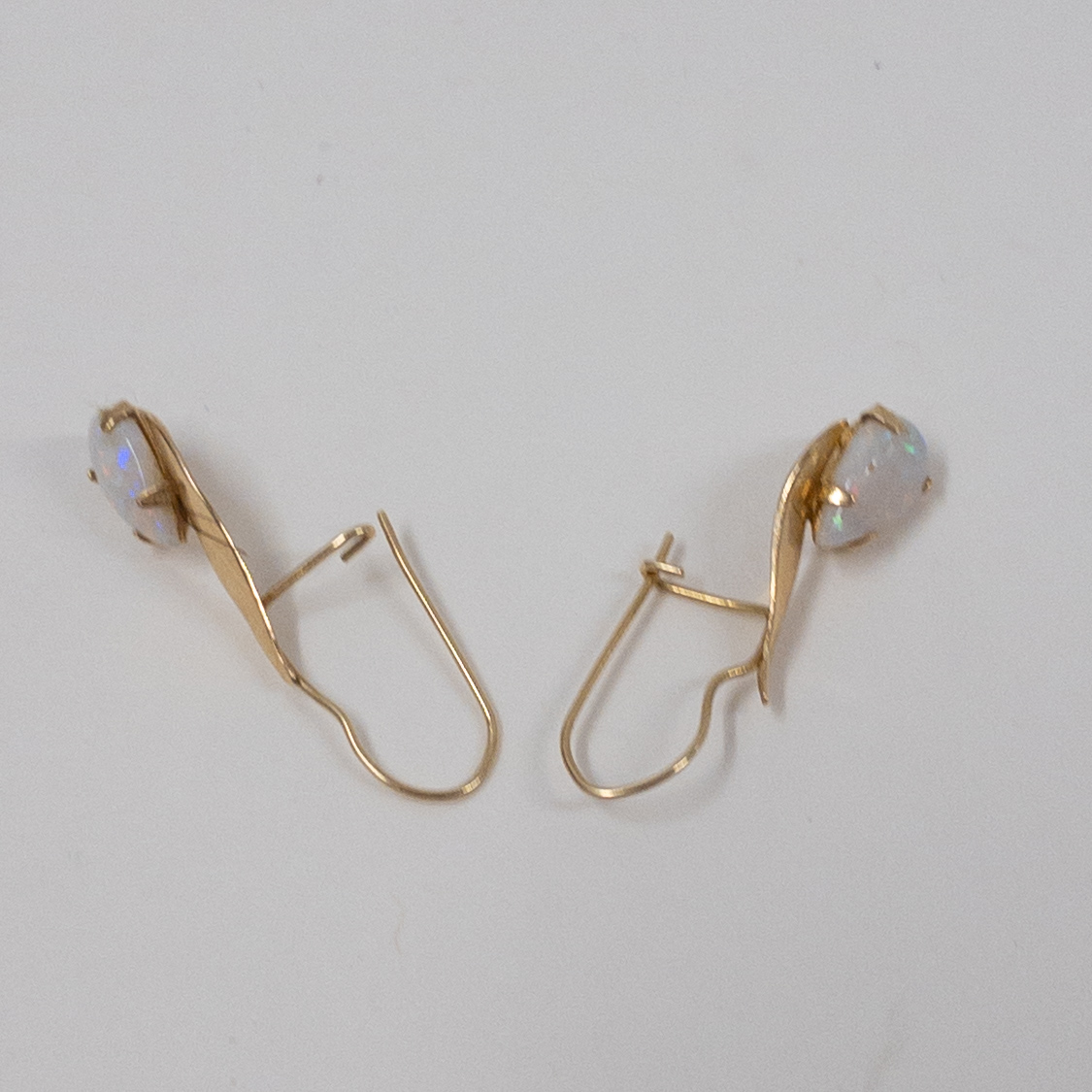 14K Gold And Opal Teardrop Earrings