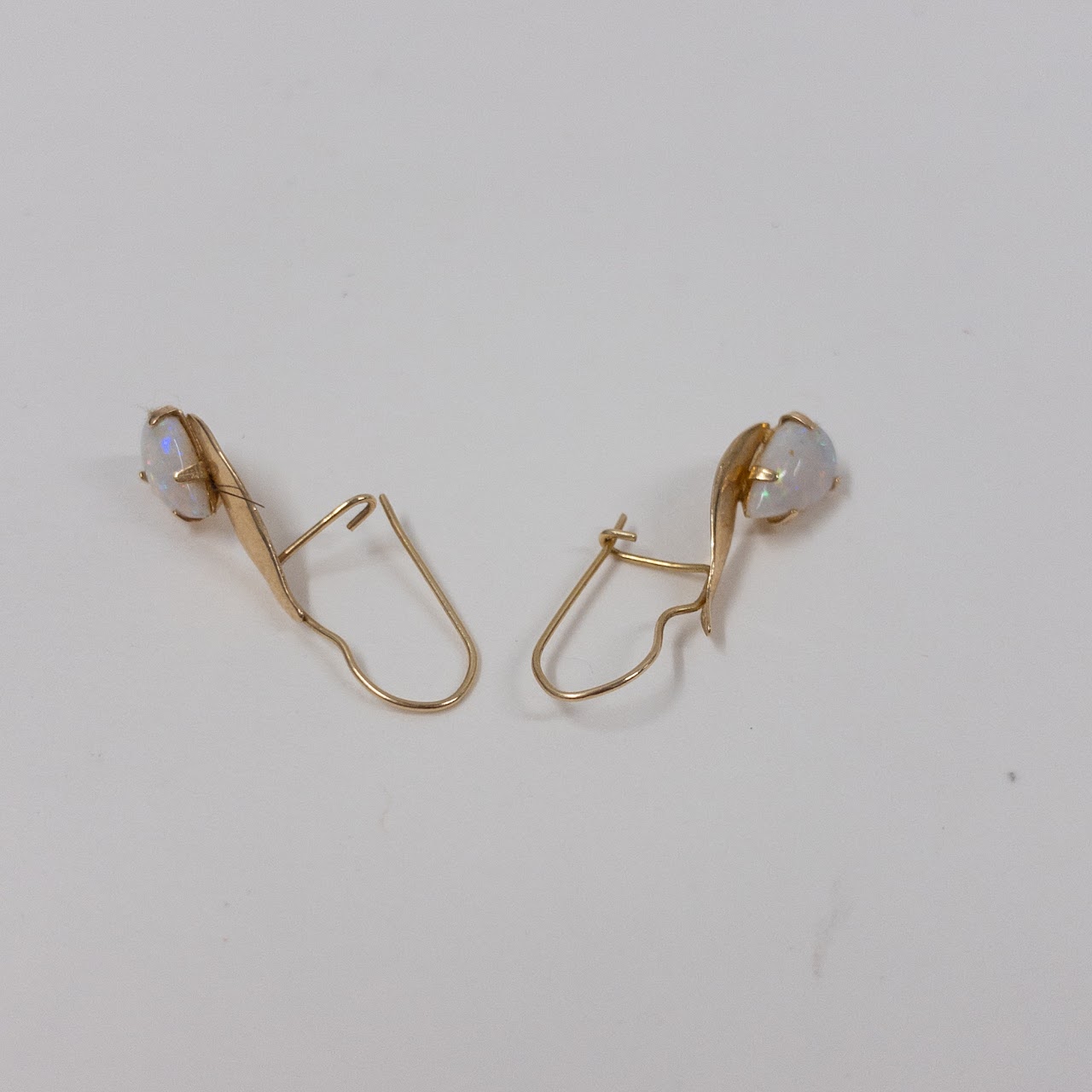 14K Gold And Opal Teardrop Earrings