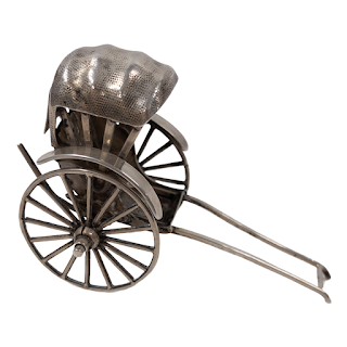 Silver Early Export Chinese Rickshaw Miniature