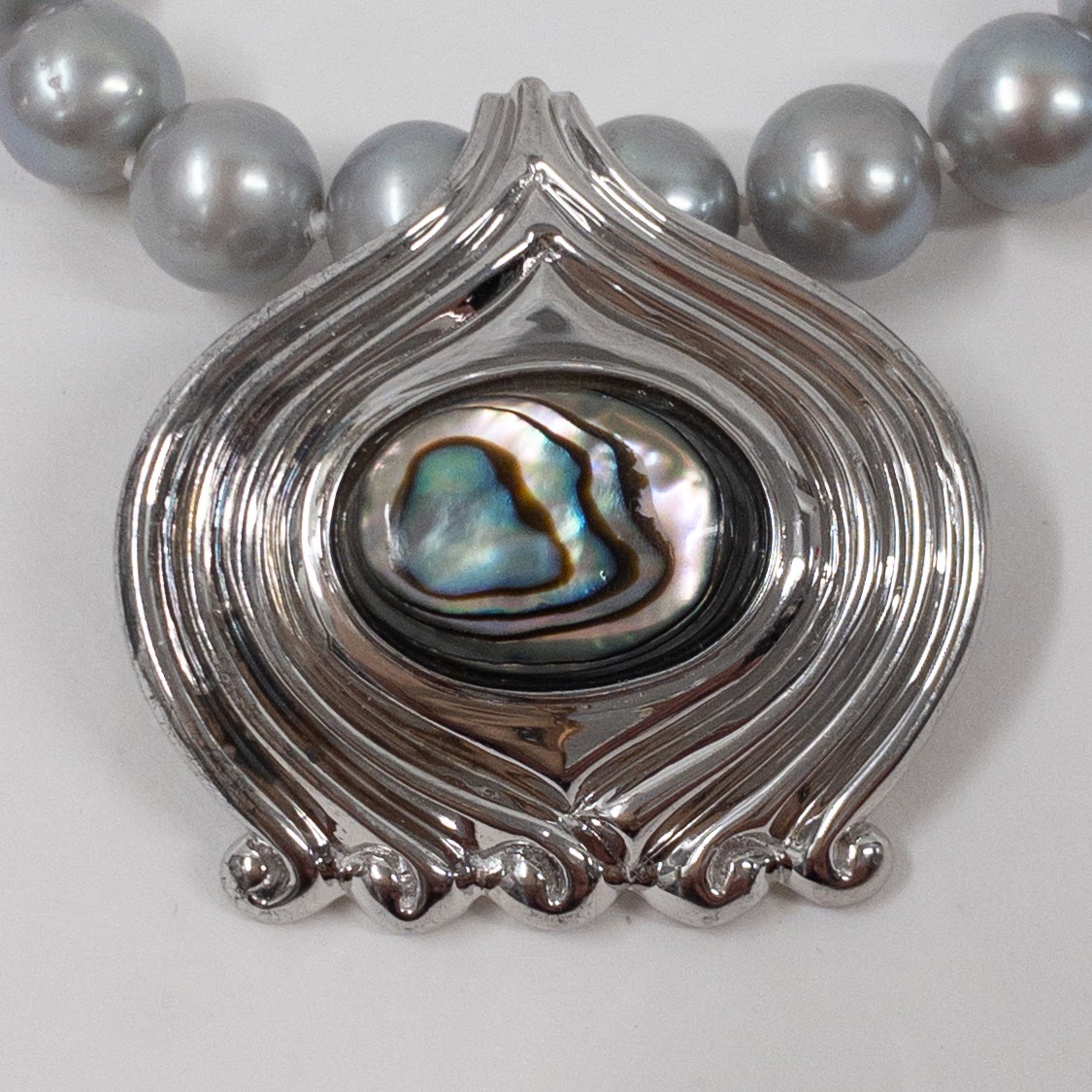 Pearl, Sterling Silver, and Abalone Metropolitan Museum of Art Necklace and Pendant