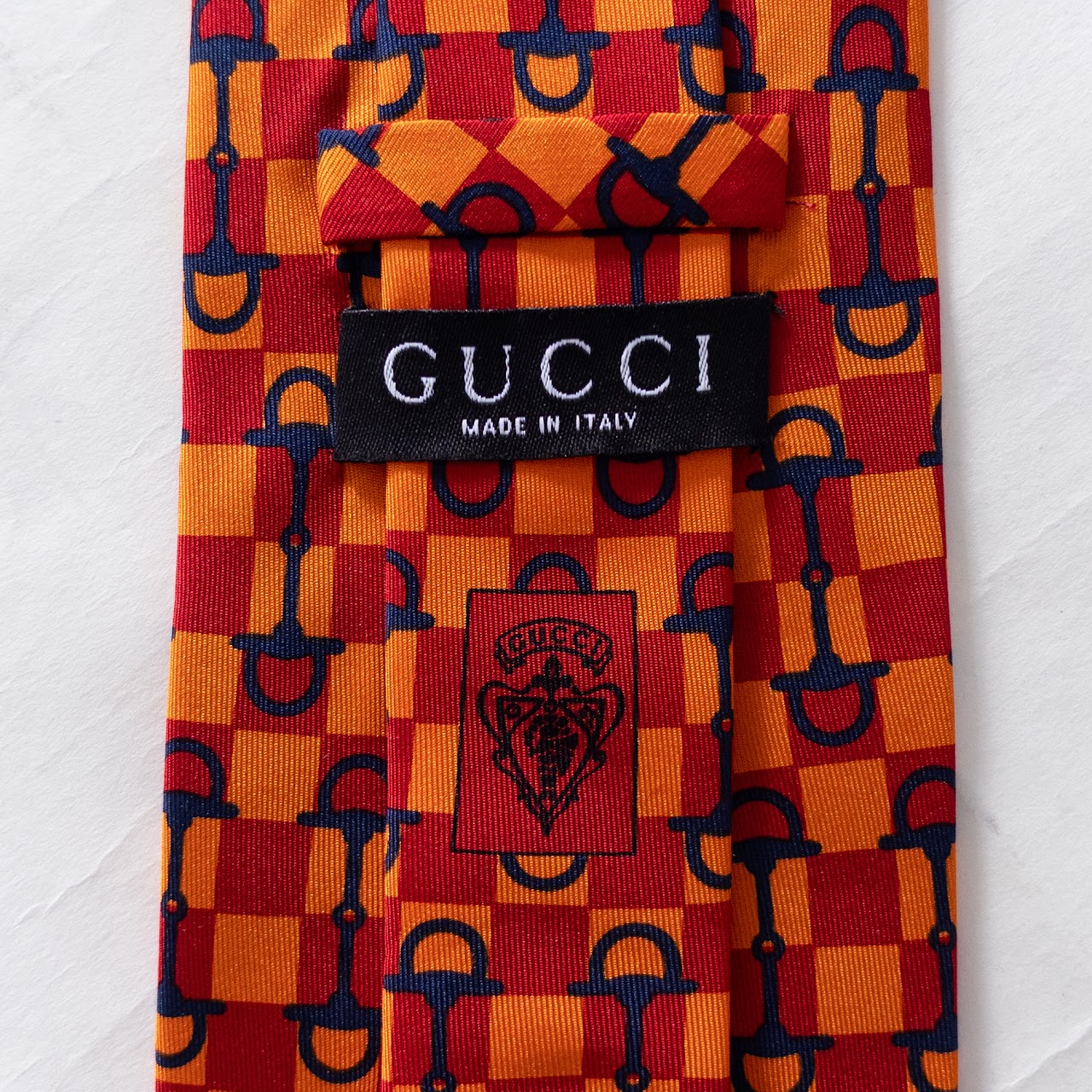 Gucci Checkerboard and Horsebit Silk Necktie