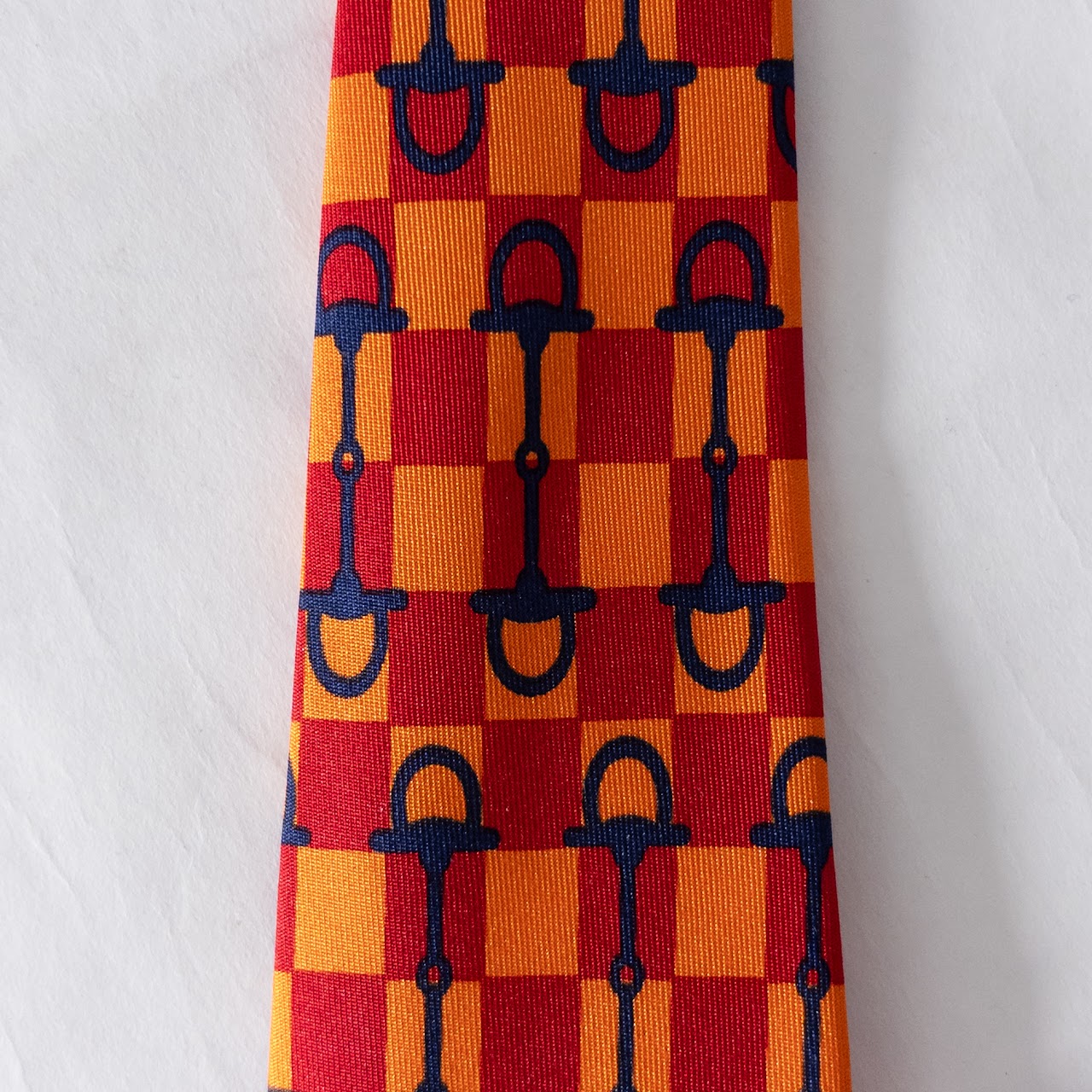 Gucci Checkerboard and Horsebit Silk Necktie