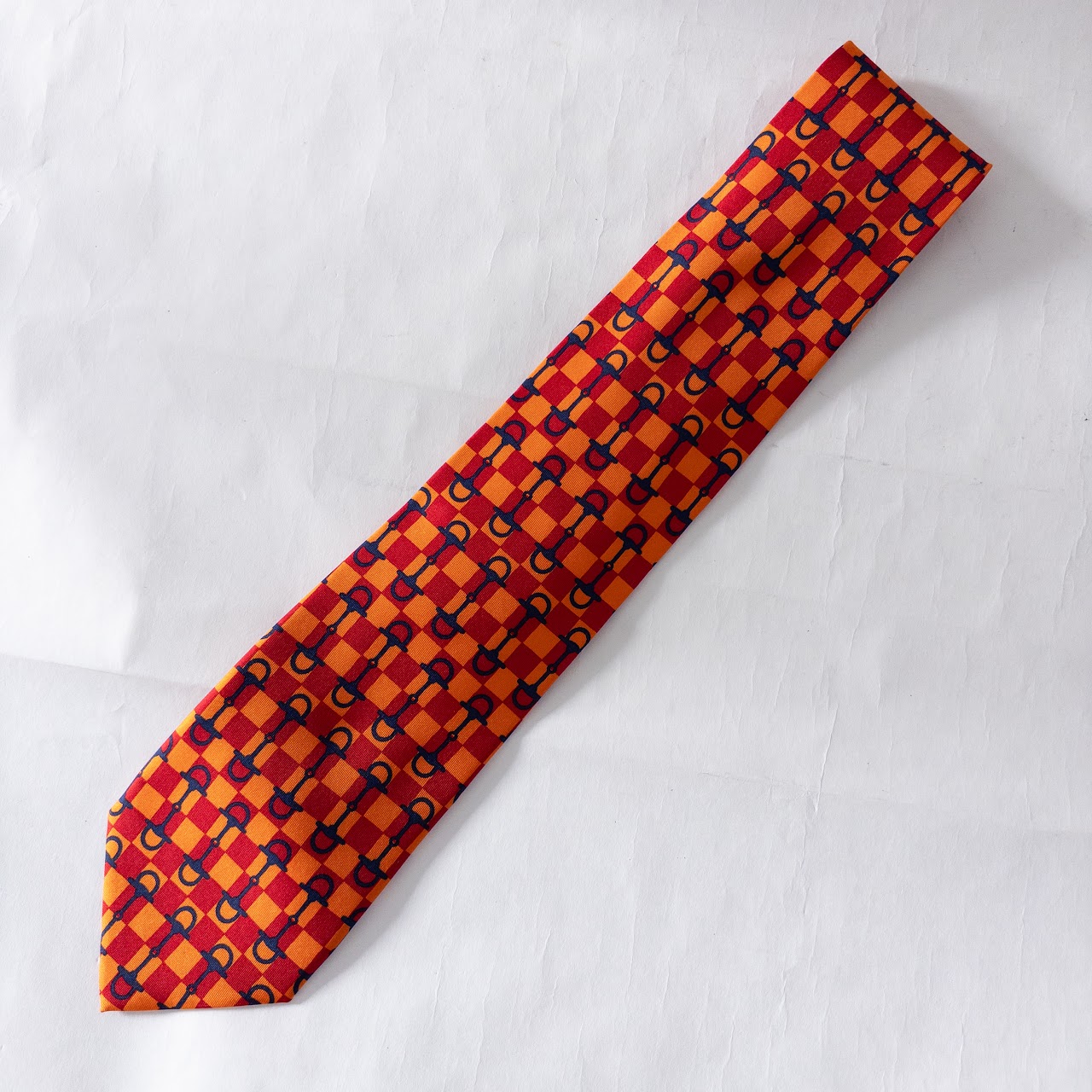 Gucci Checkerboard and Horsebit Silk Necktie