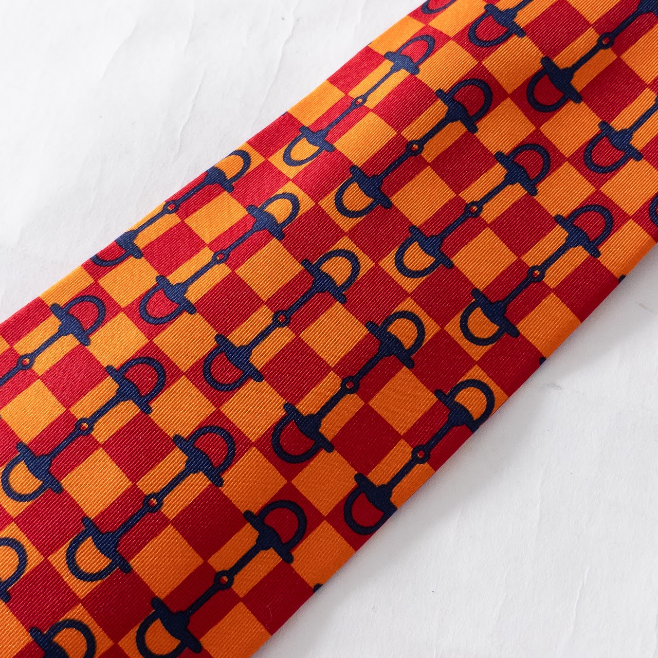 Gucci Checkerboard and Horsebit Silk Necktie