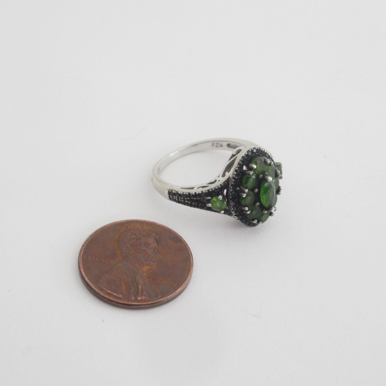 Sterling Silver & Green Stone Ring