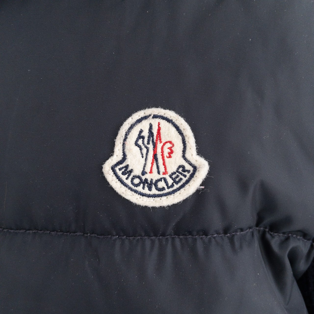 Moncler Navy Blue Knit Sleeve Down Jacket