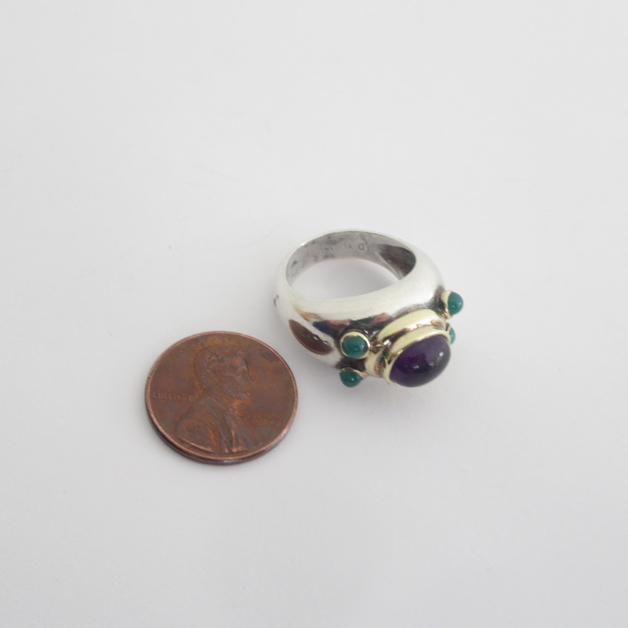 David Yurman Sterling  Silver & 14K Gold Gemstone Ring