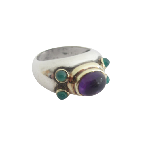 David Yurman Sterling  Silver & 14K Gold Gemstone Ring