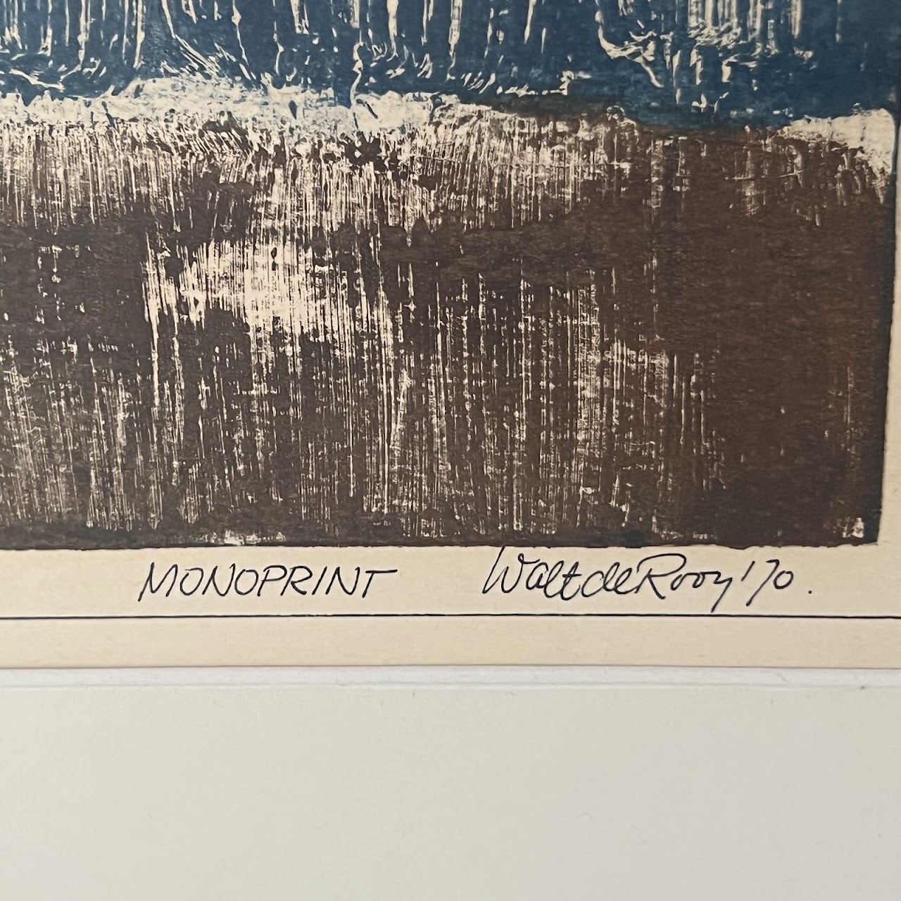 Walt de Rooy Signed Modernist Jester Monoprint, 1970