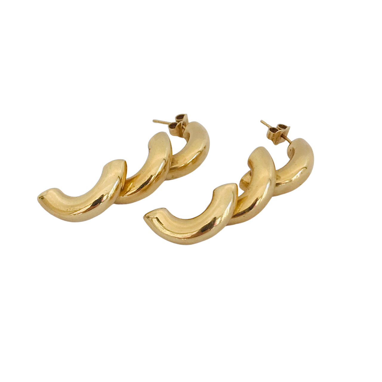 14K Gold Triple Arc Earrings