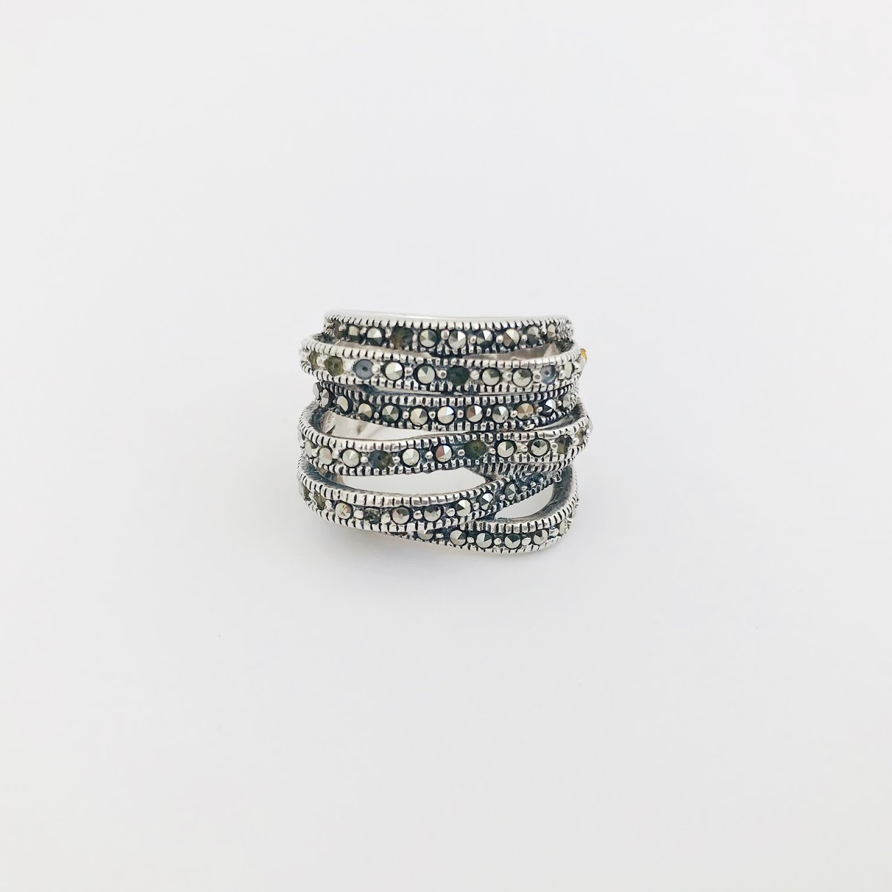 Sterling Silver and Marcasite Cocktail Ring