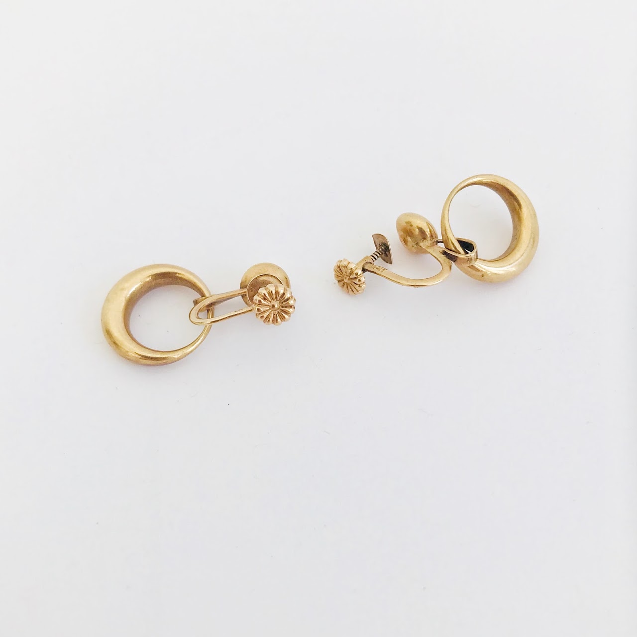 14K Gold Hoop Pendant DAMAGED Earrings