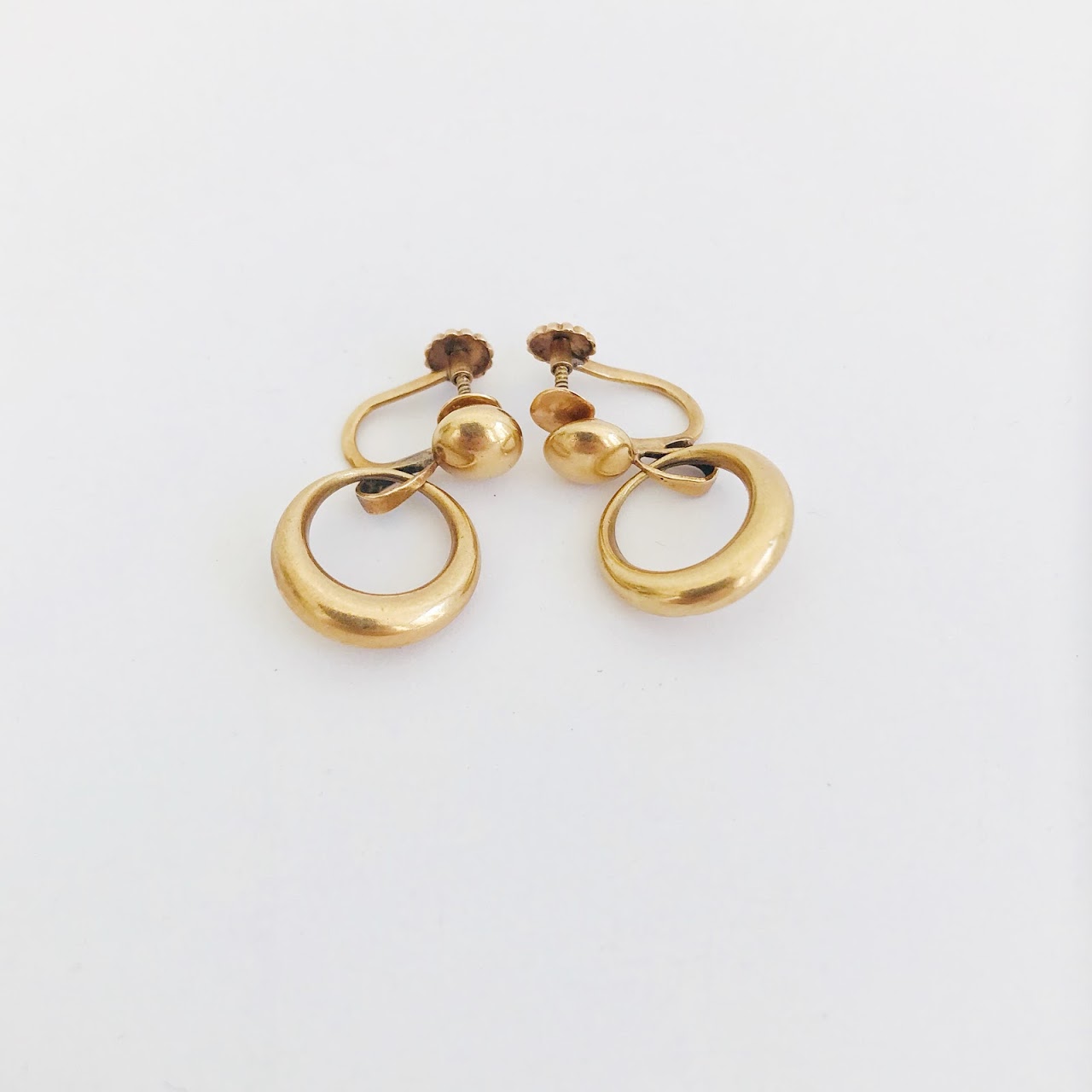 14K Gold Hoop Pendant DAMAGED Earrings