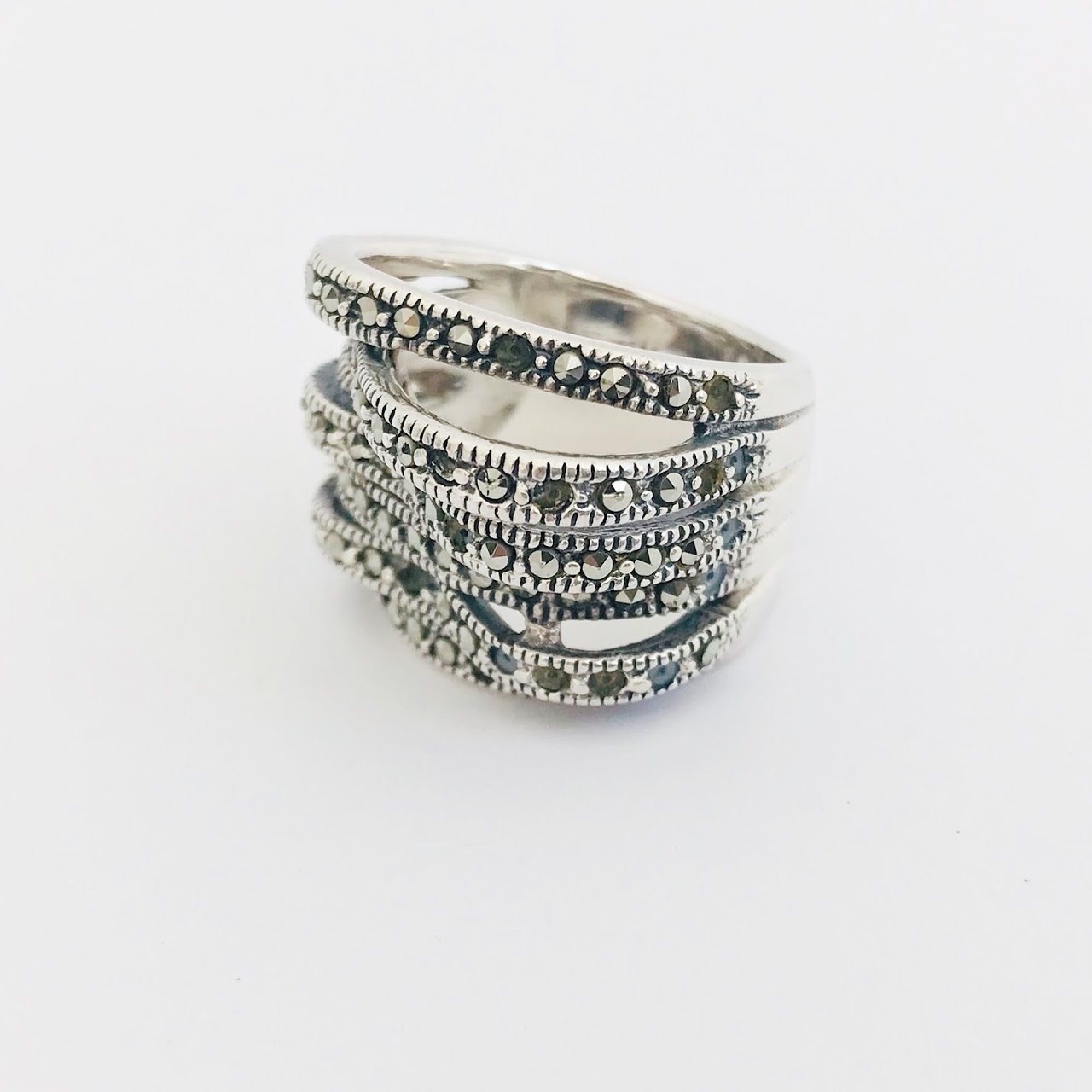 Sterling Silver and Marcasite Cocktail Ring