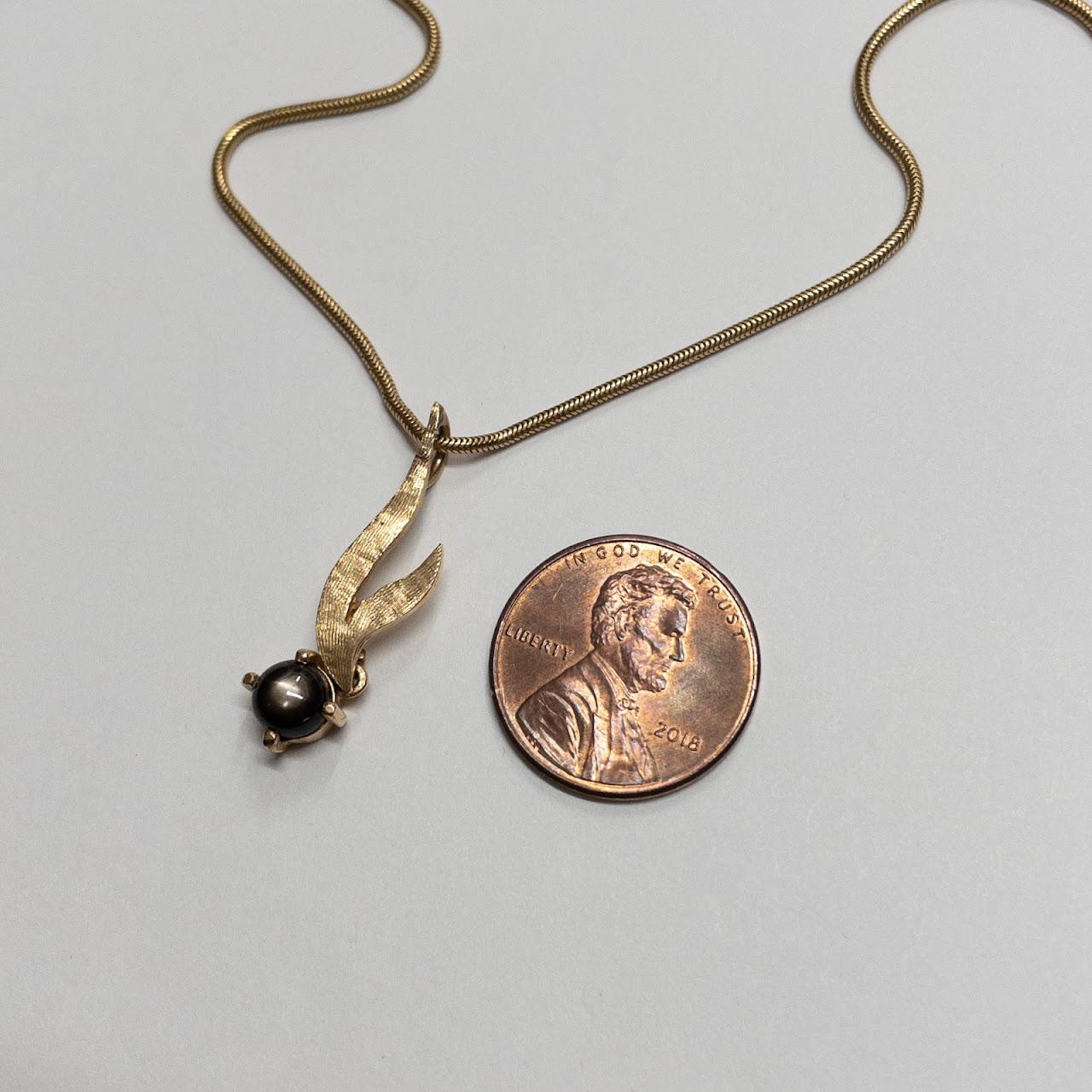 14K Gold & Hawk's Eye Pendant Necklace