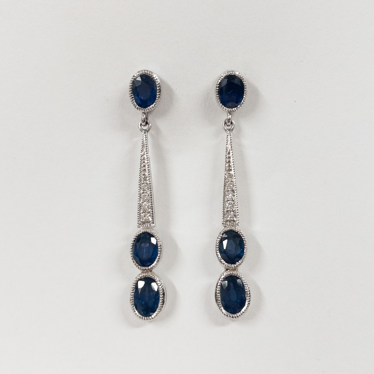 18K White Gold, Sapphire & Diamond Earrings