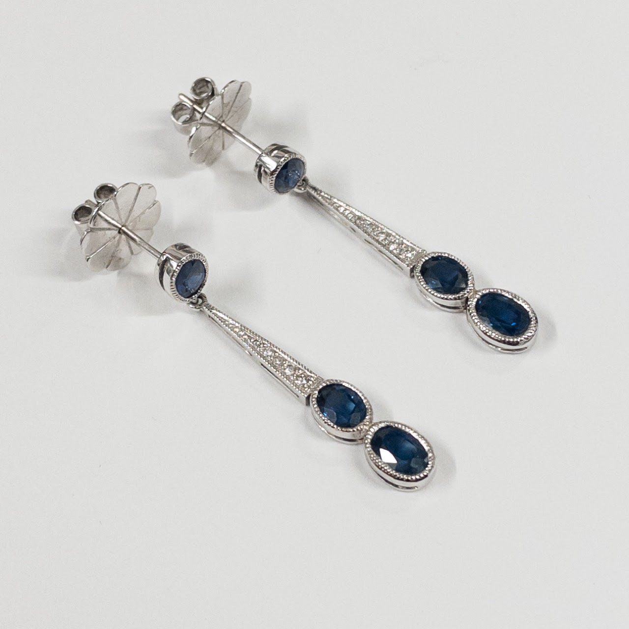 18K White Gold, Sapphire & Diamond Earrings