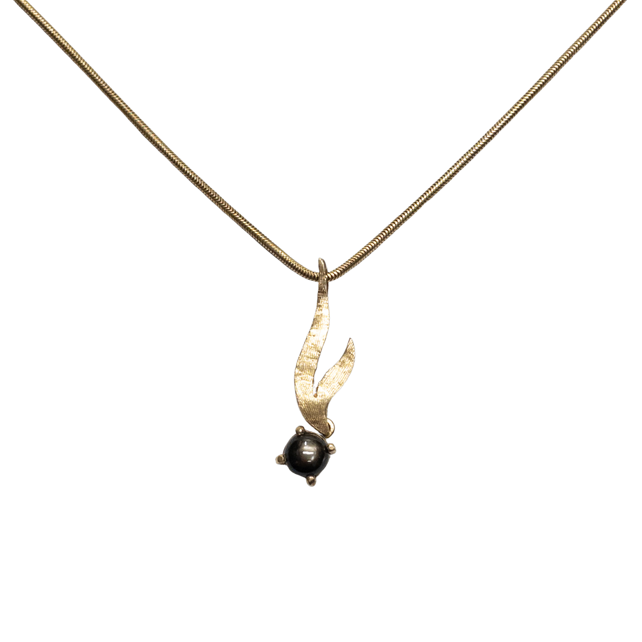 14K Gold & Hawk's Eye Pendant Necklace