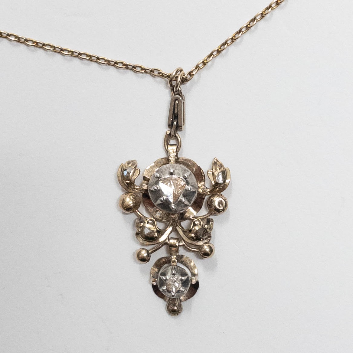 14K Gold & Diamond Victorian Pendant Necklace