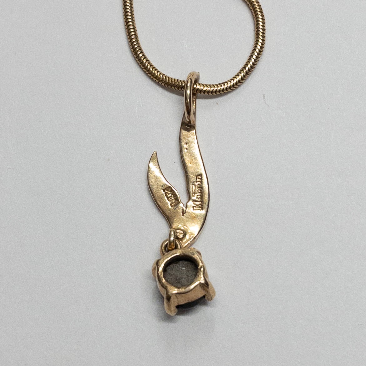 14K Gold & Hawk's Eye Pendant Necklace