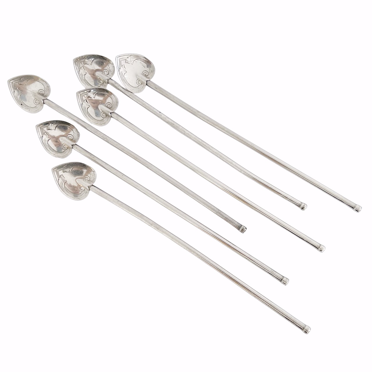 Sterling Silver Cocktail Stirrer Straw Set