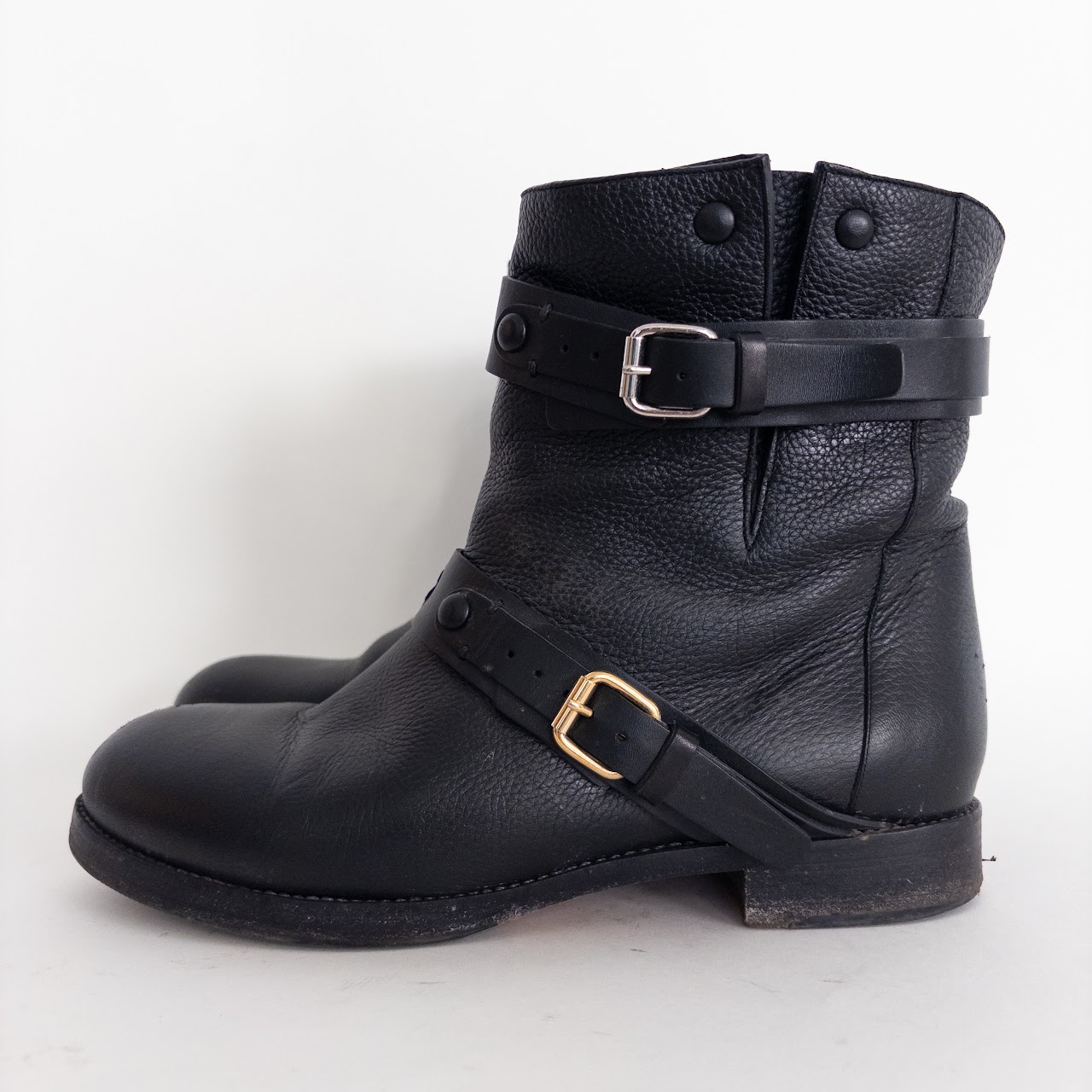 Chloé Double Buckle Moto Ankle Boots