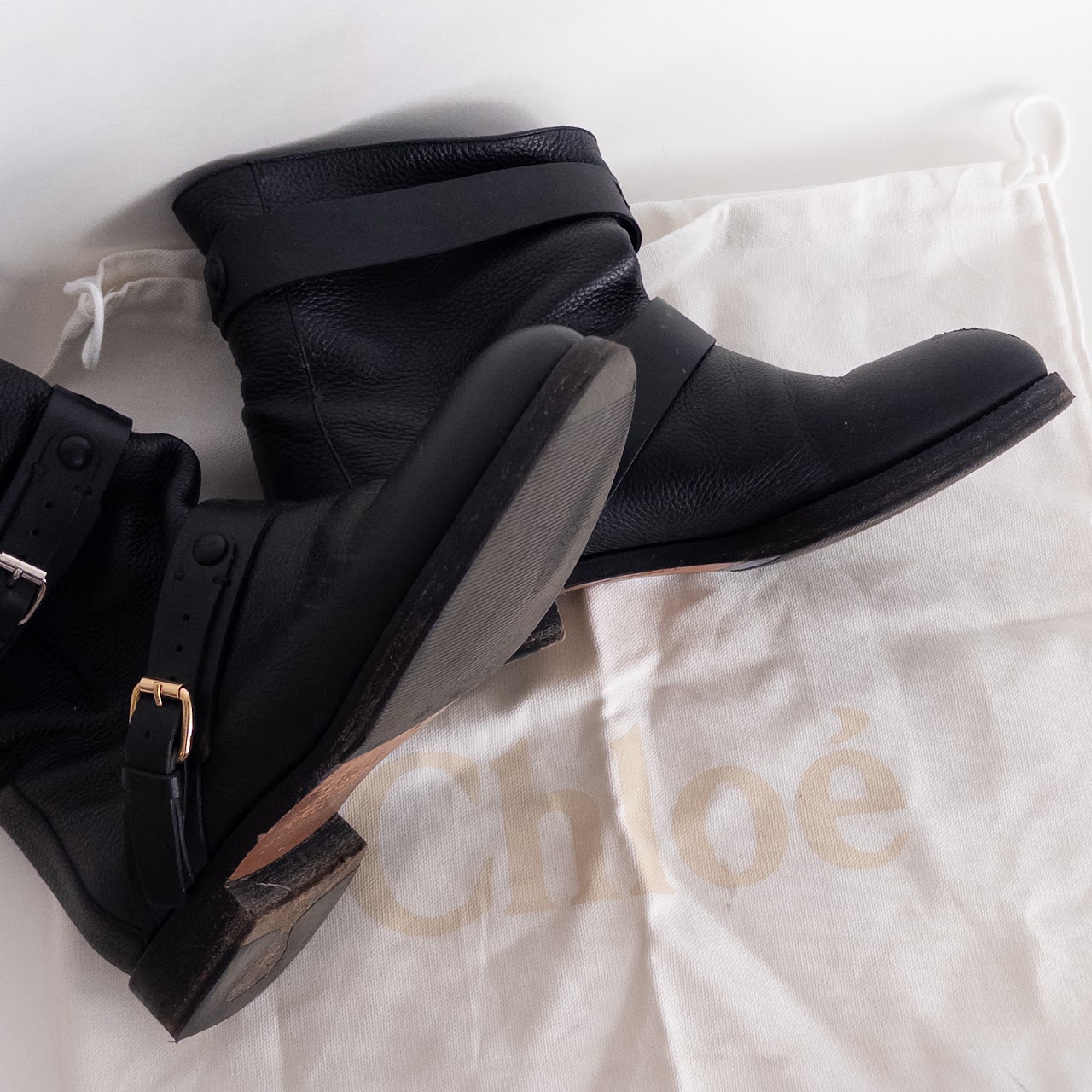 Chloé Double Buckle Moto Ankle Boots