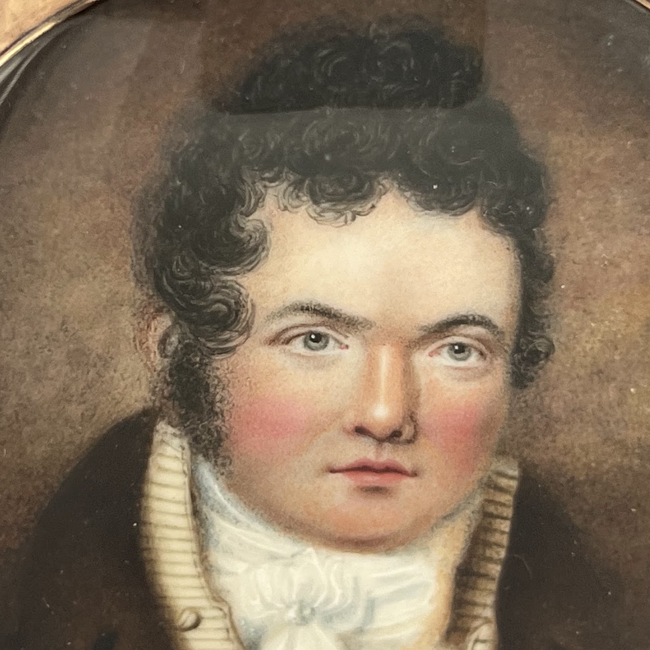 Portrait of a Gentleman Miniature Portrait Painting in Copper Frame