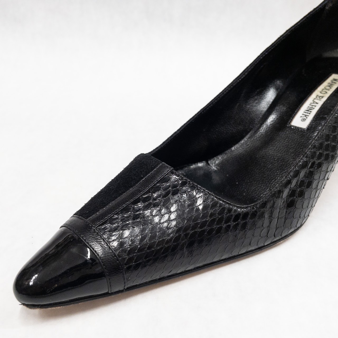 Manolo Blahnik Snakeskin & Suede Pumps