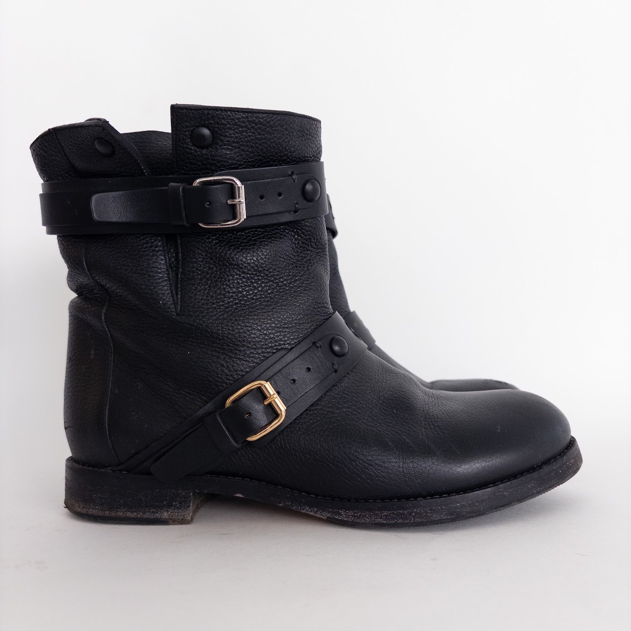 Chloé Double Buckle Moto Ankle Boots