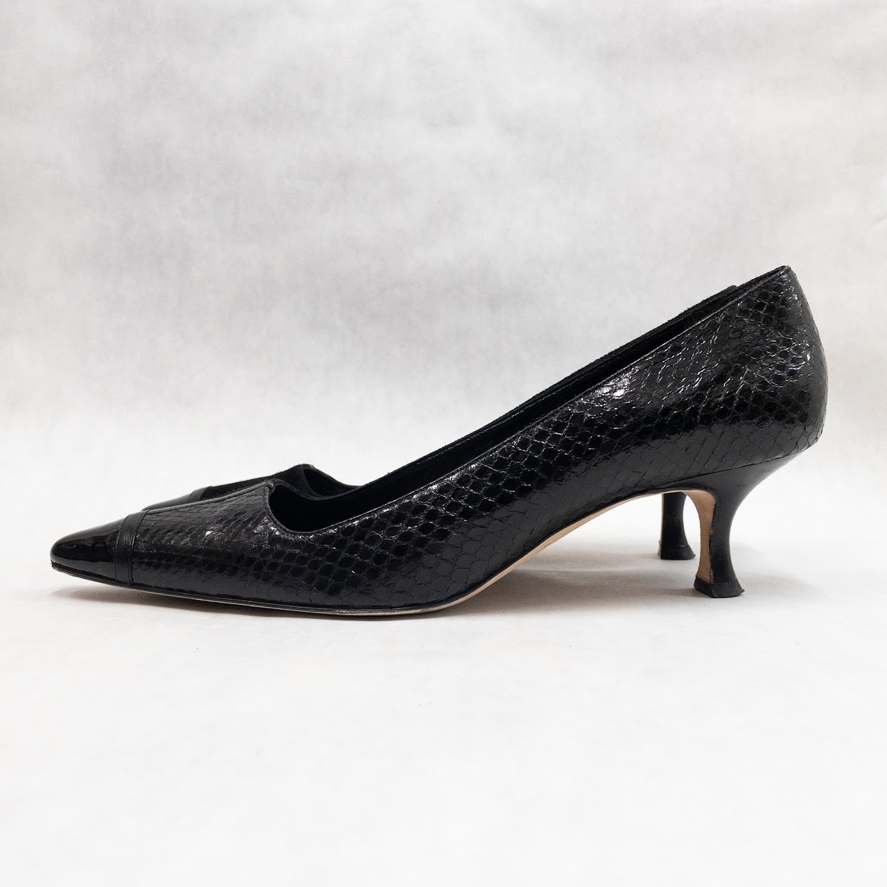 Manolo Blahnik Snakeskin & Suede Pumps