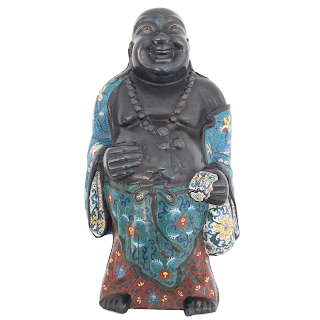 Cloisonné Laughing Buddha 24" Statue