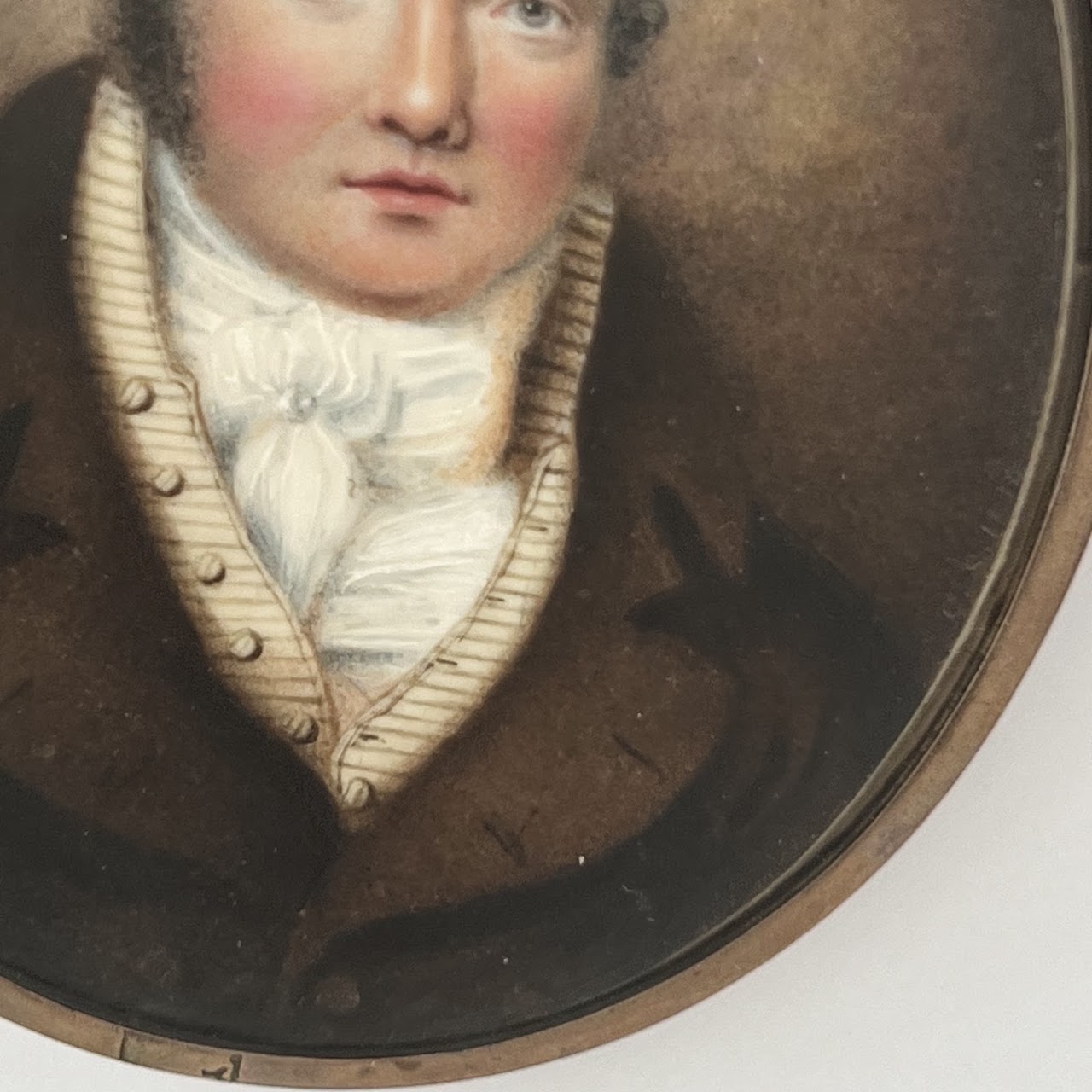 Portrait of a Gentleman Miniature Portrait Painting in Copper Frame