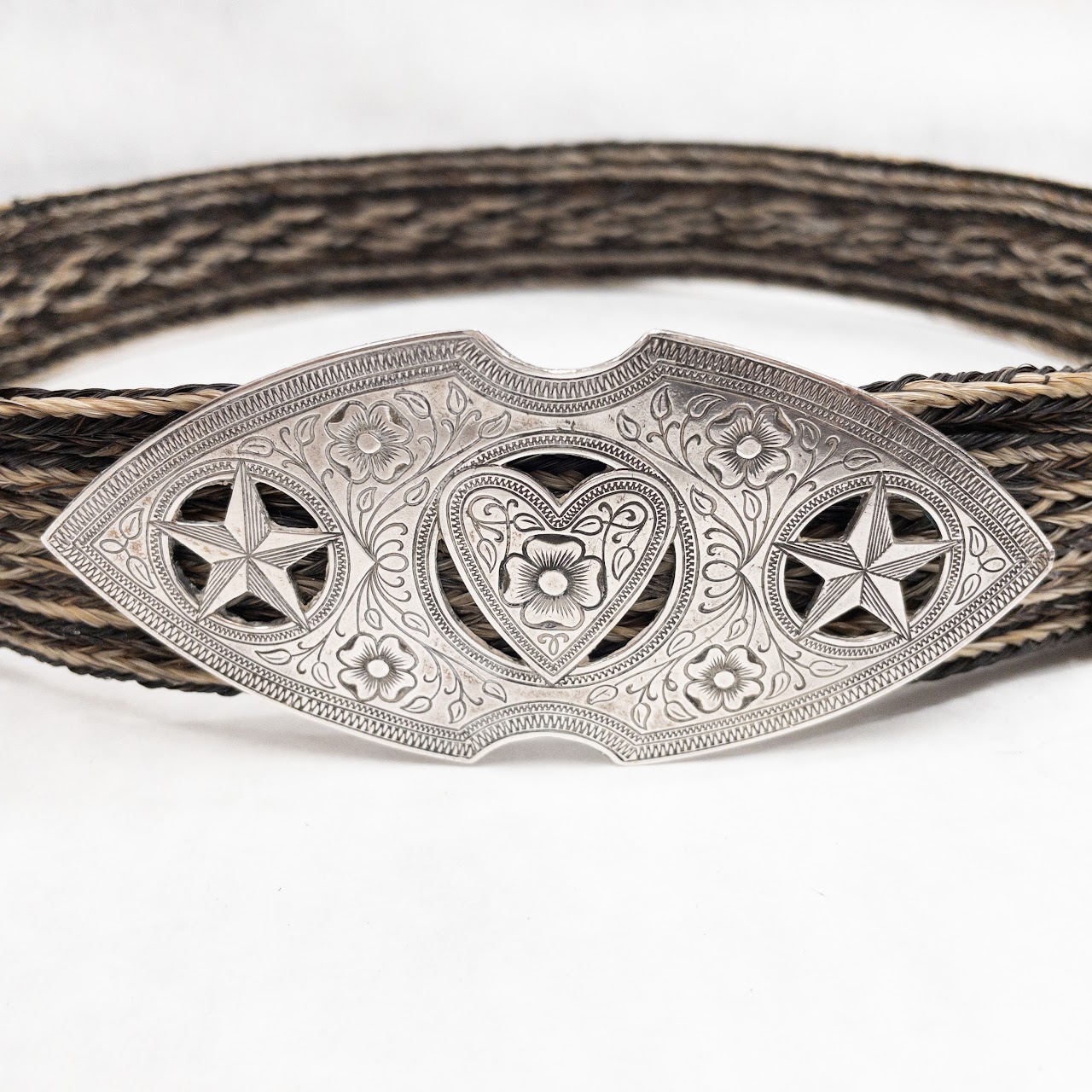 Sterling Silver & Wool Braided Belt