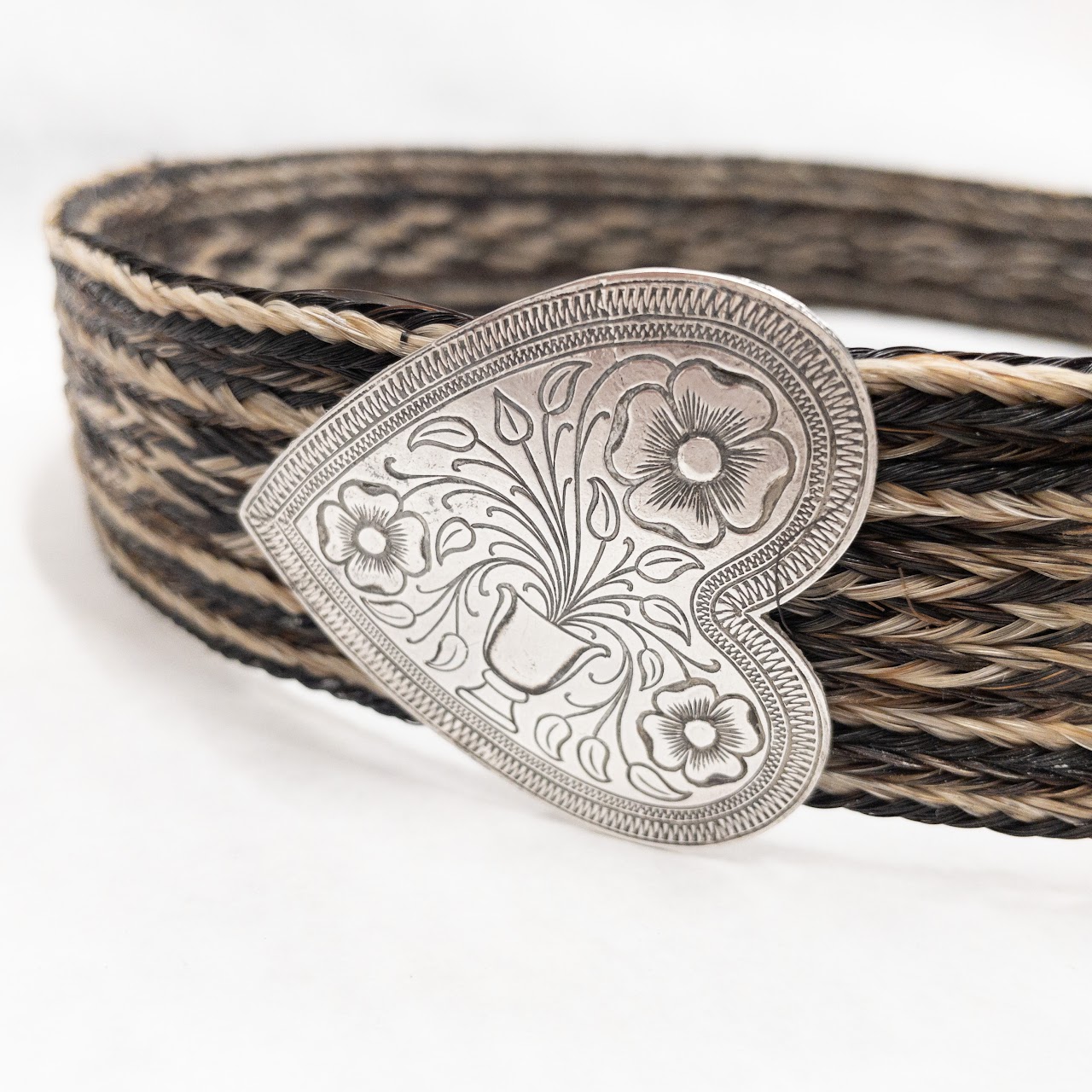 Sterling Silver & Wool Braided Belt