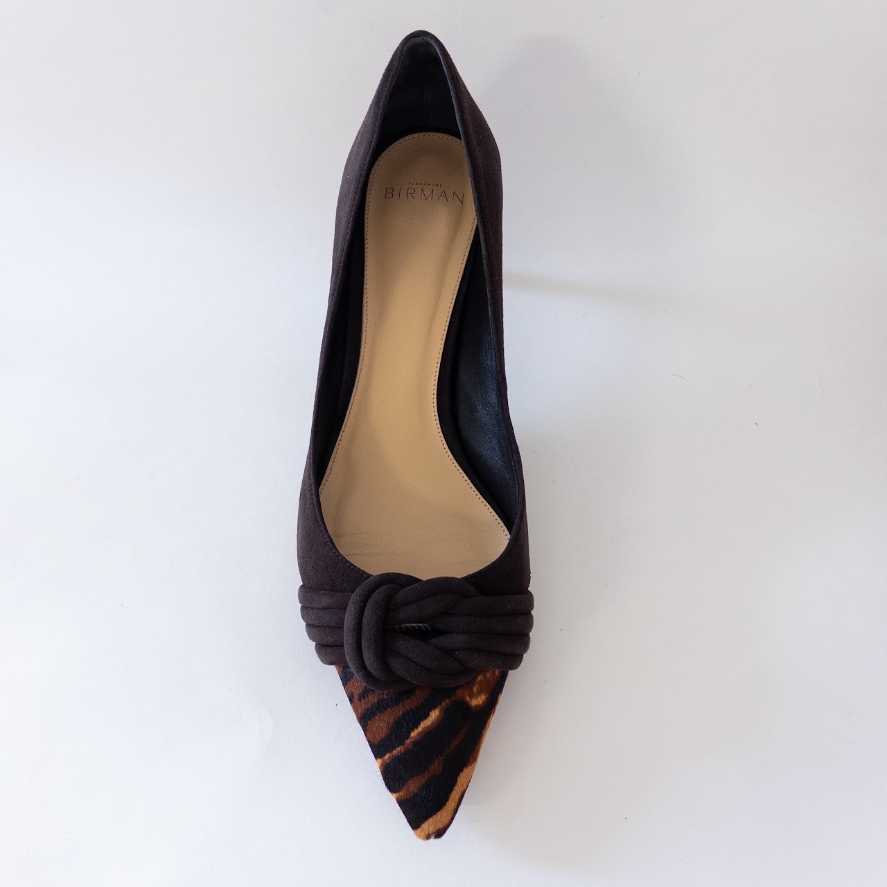 Alexandre Birman Faux Tiger Stripe Pony Hair and Suede Pumps