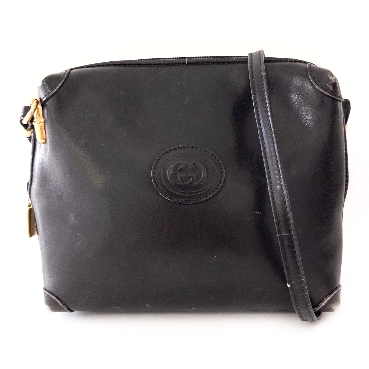 Gucci Vintage Black Leather Crossbody Bag