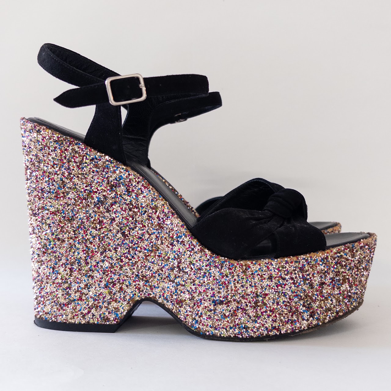 Saint Laurent Rainbow Glitter Platform Sandals