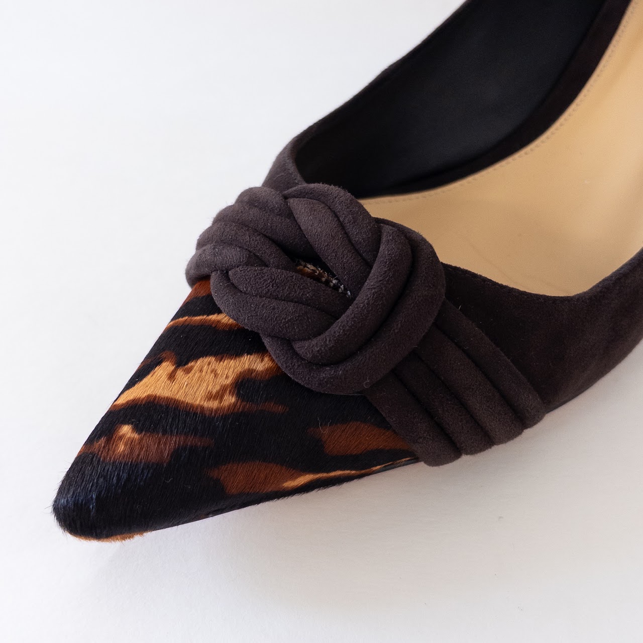 Alexandre Birman Faux Tiger Stripe Pony Hair and Suede Pumps