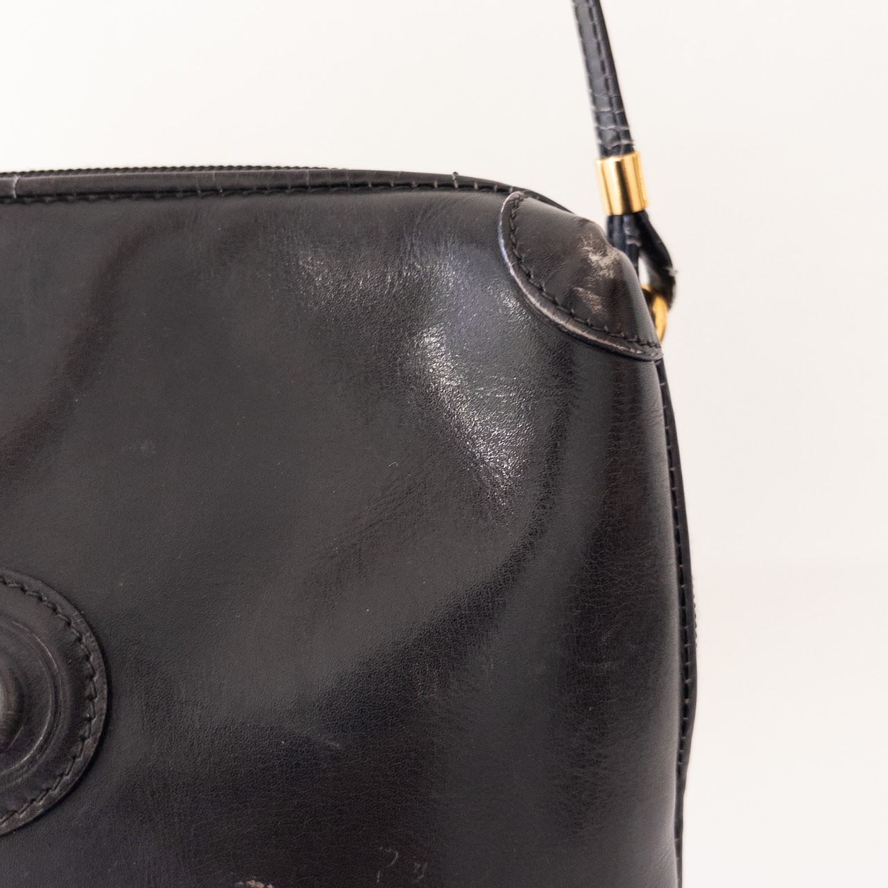 Gucci Vintage Black Leather Crossbody Bag